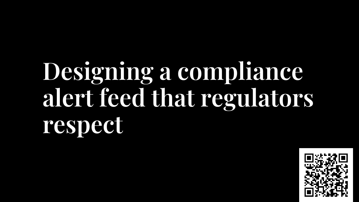 Designing a compliance alert feed that regulators respect